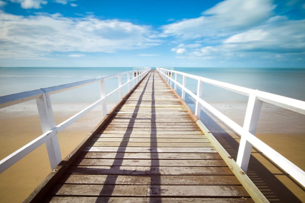 boardwalk, pier, sea